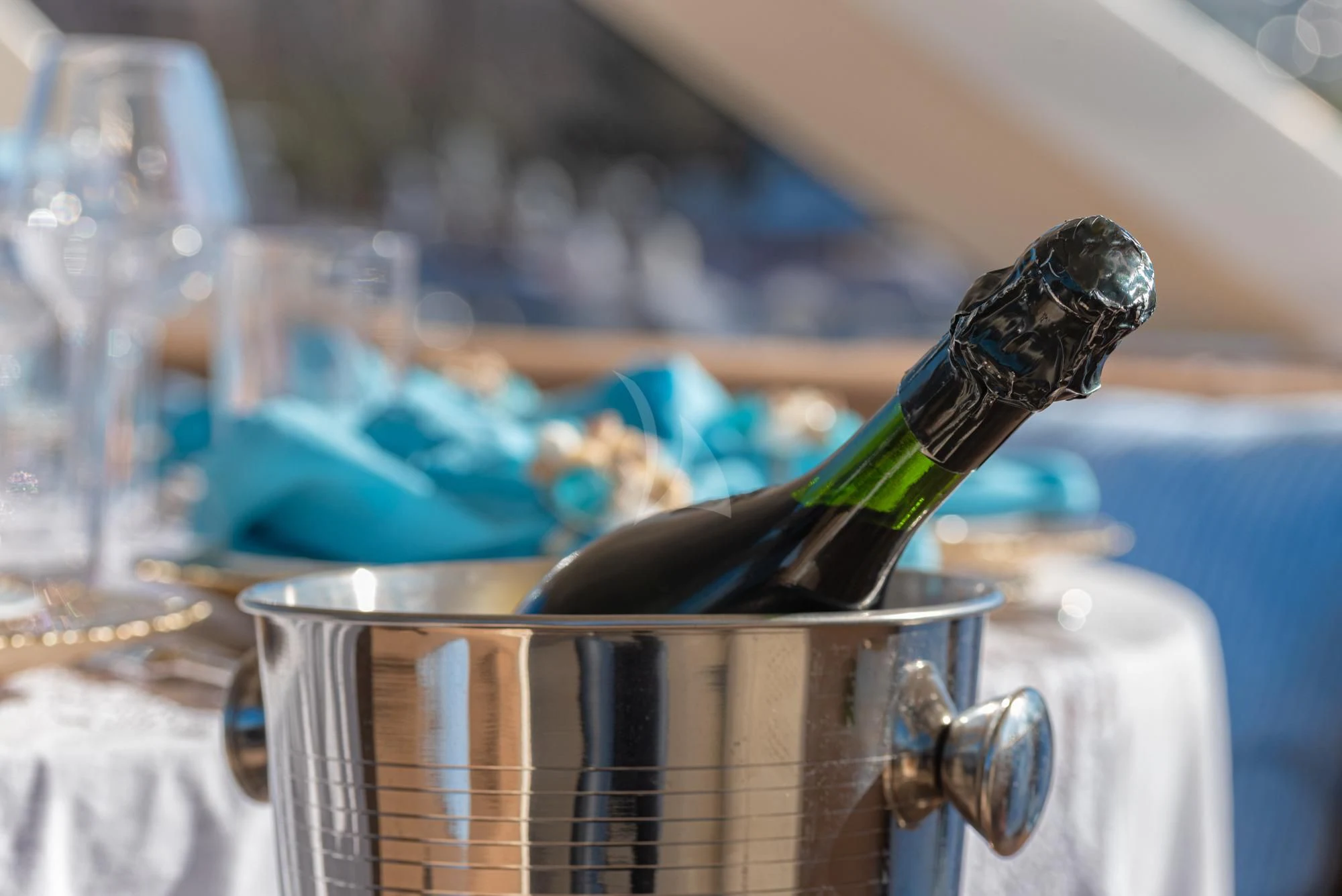 a bird perched on a cup aboard GRACE Yacht for Sale