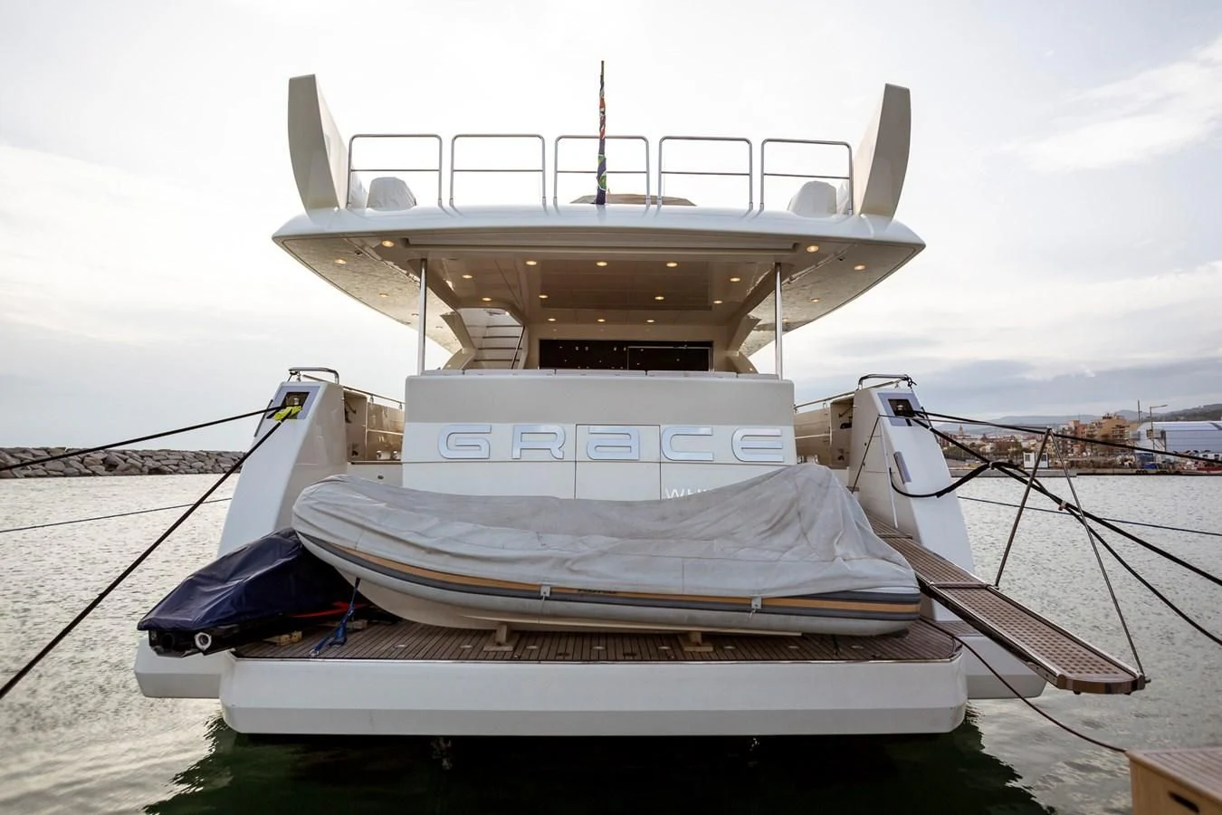 a boat on the water aboard GRACE Yacht for Sale