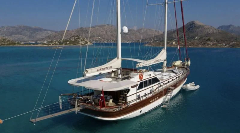 a boat in the water aboard SERENITY 86 Yacht for Charter