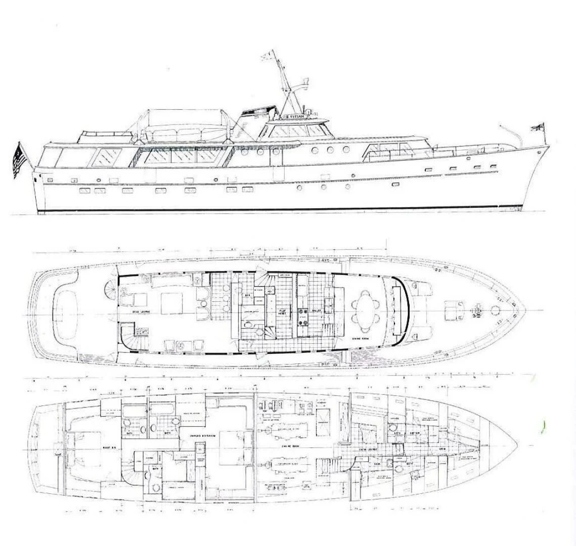 diagram, engineering drawing aboard SOVEREIGN Yacht for Charter