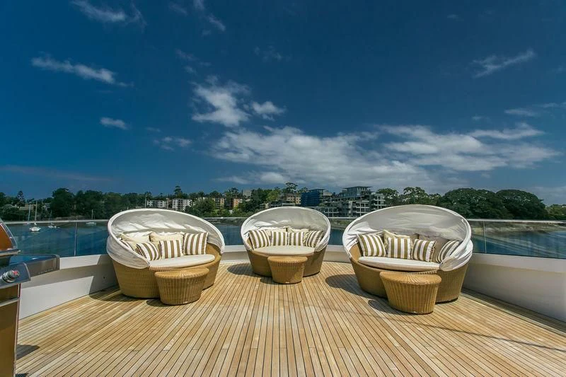 a group of baskets on a dock aboard BACA Yacht for Charter