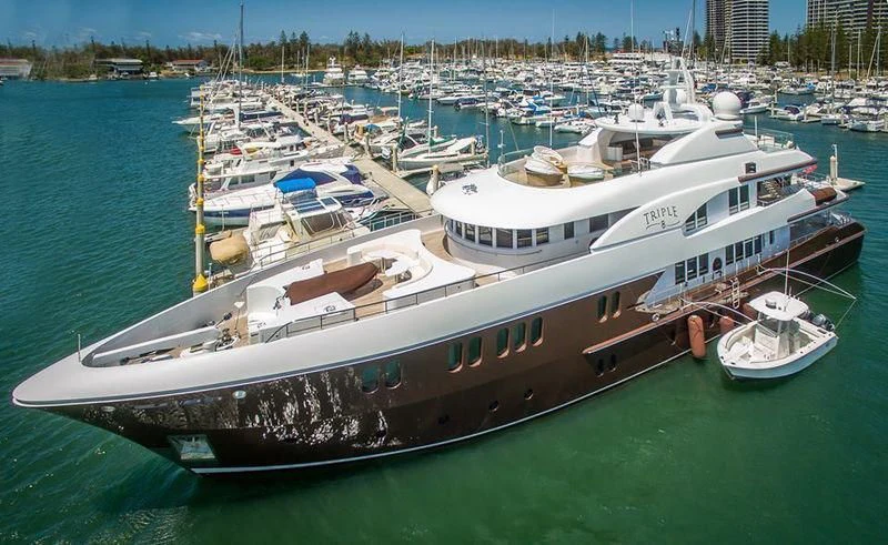 a large ship in the water aboard BACA Yacht for Charter