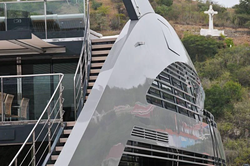 a large white building with a cross on top aboard OCEAN EMERALD Yacht for Sale