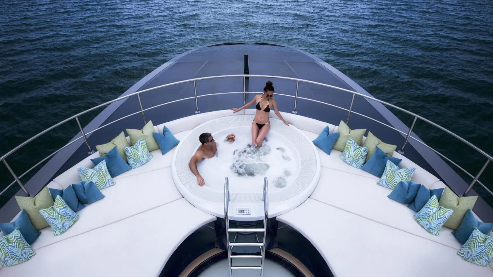 a couple of men on a boat aboard OCEAN EMERALD Yacht for Sale