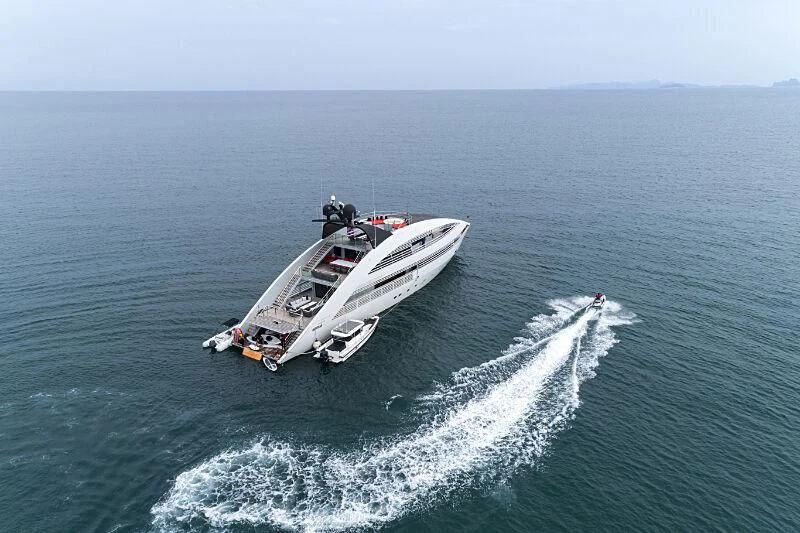 a boat on the water aboard OCEAN EMERALD Yacht for Sale