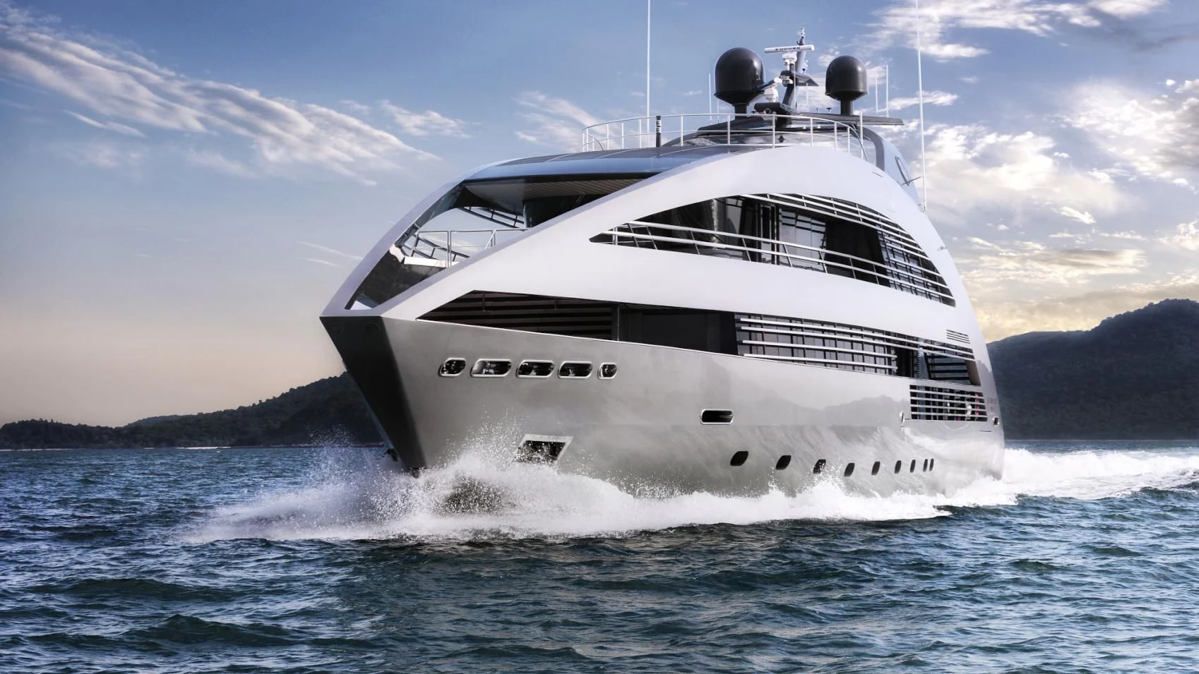 a white yacht on water aboard OCEAN EMERALD Yacht for Sale