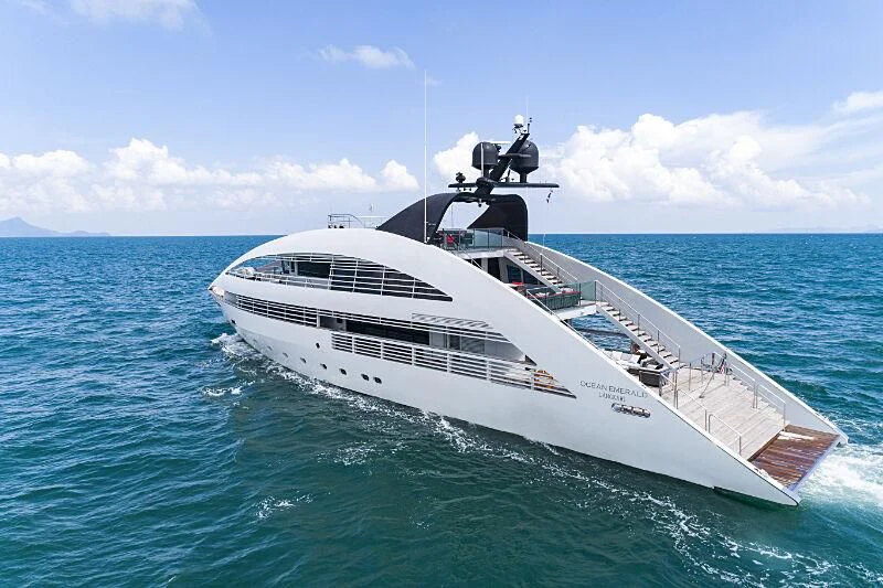 a boat in the water aboard OCEAN EMERALD Yacht for Sale