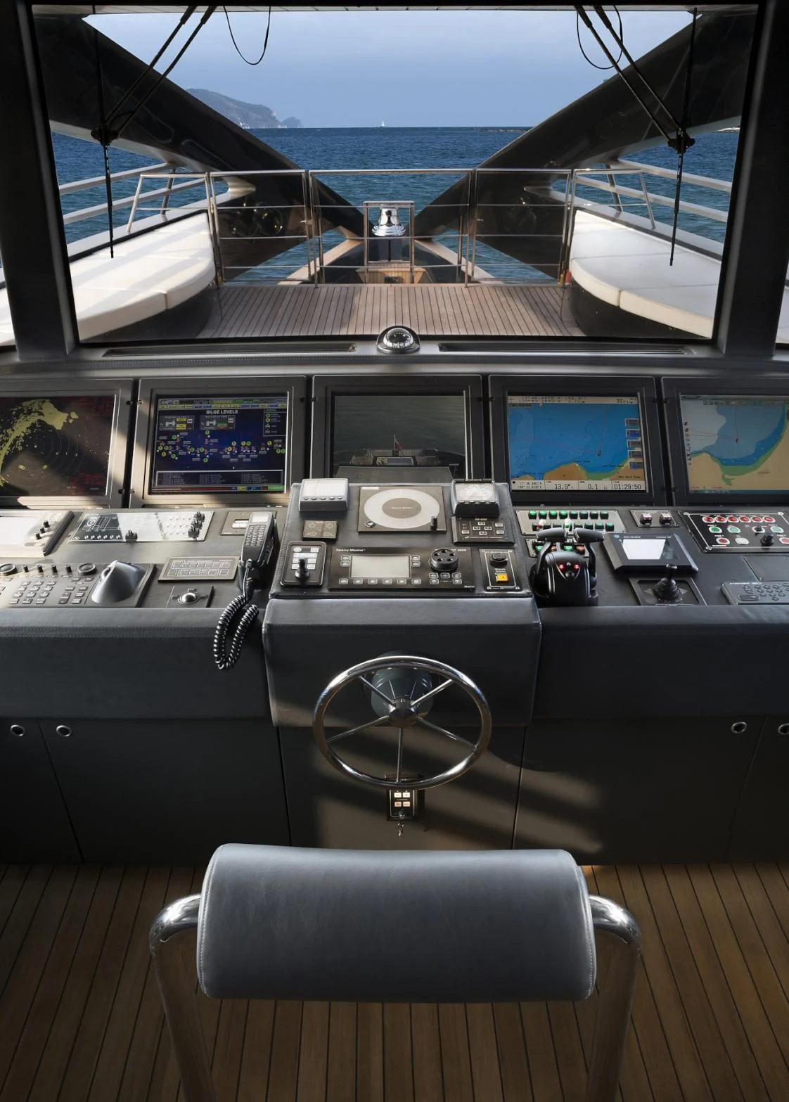 inside of a cockpit aboard OCEAN EMERALD Yacht for Sale