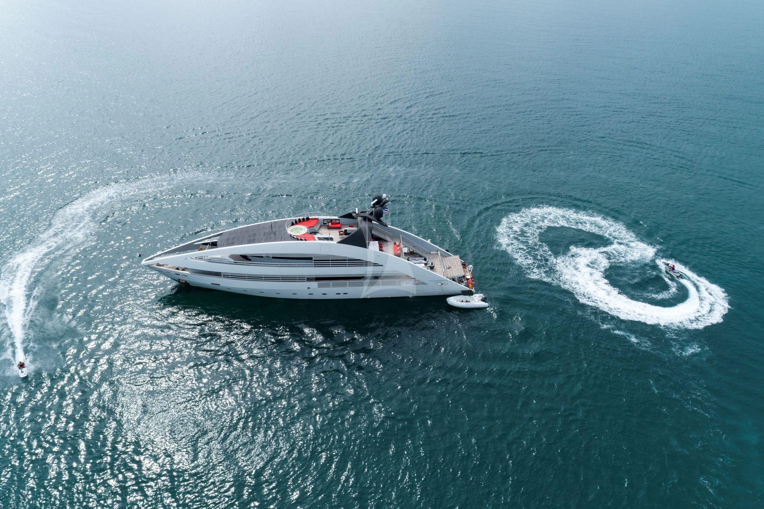a boat in the water aboard OCEAN EMERALD Yacht for Sale