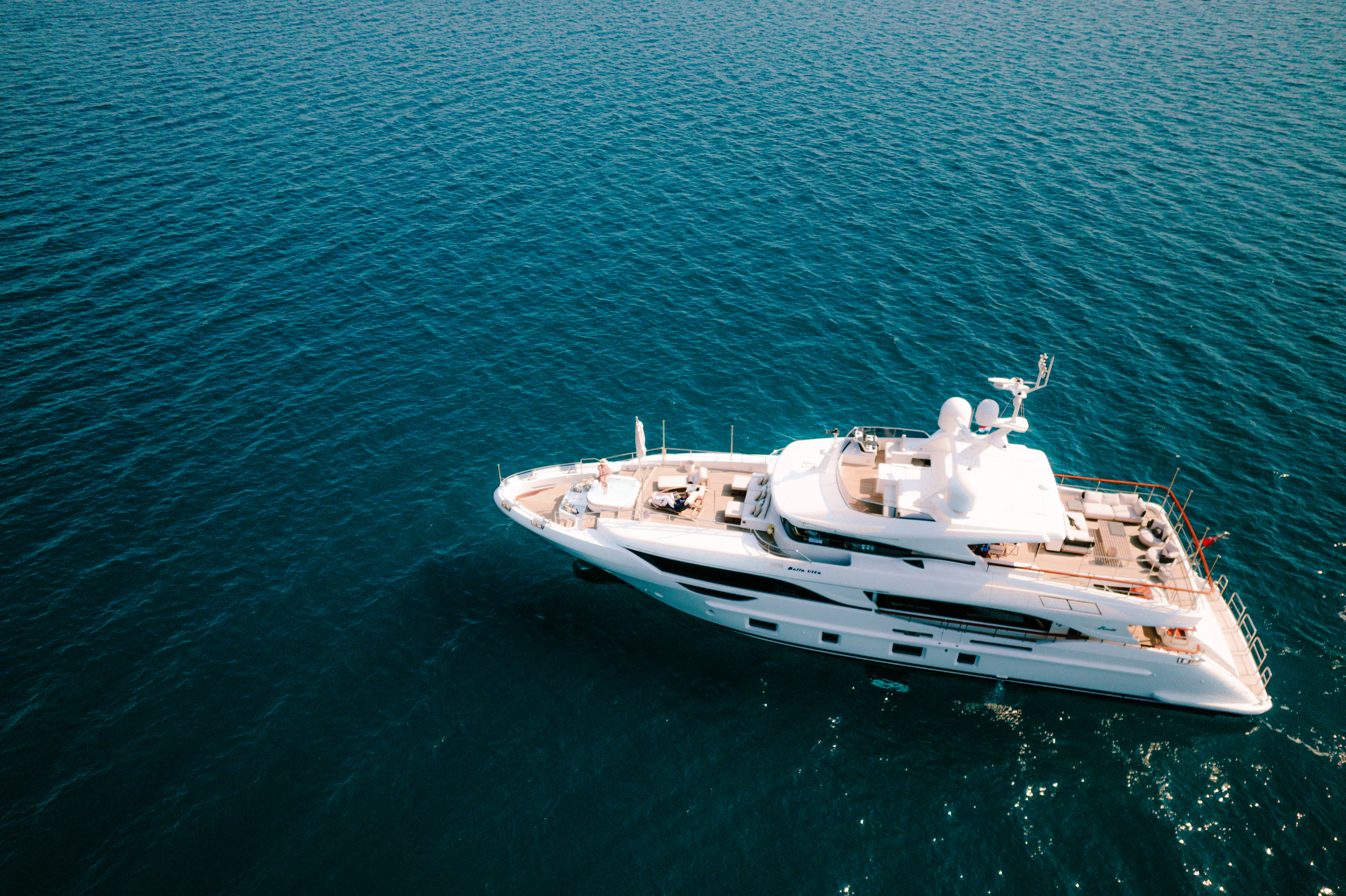 a boat in the water aboard BELLA VITA Yacht for Charter