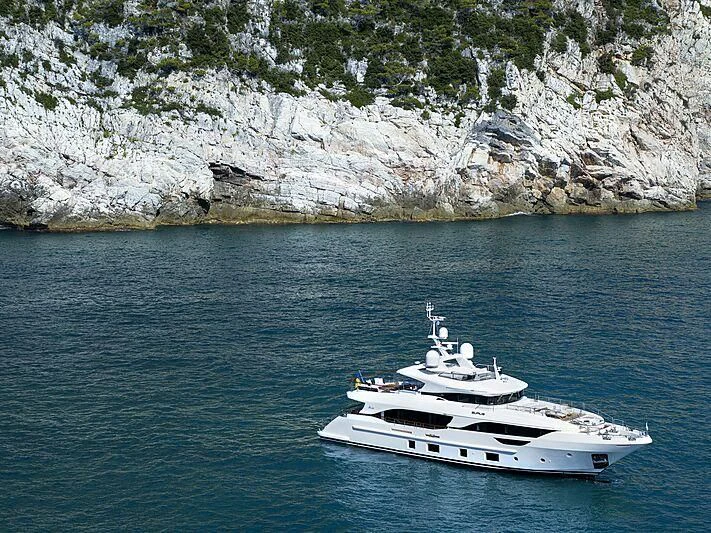 a boat sailing in the water aboard BELLA VITA Yacht for Charter