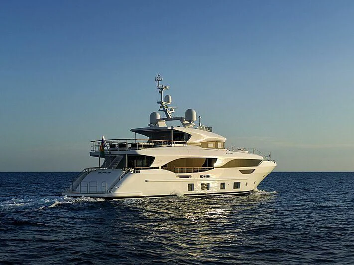 a boat in the water aboard BELLA VITA Yacht for Charter