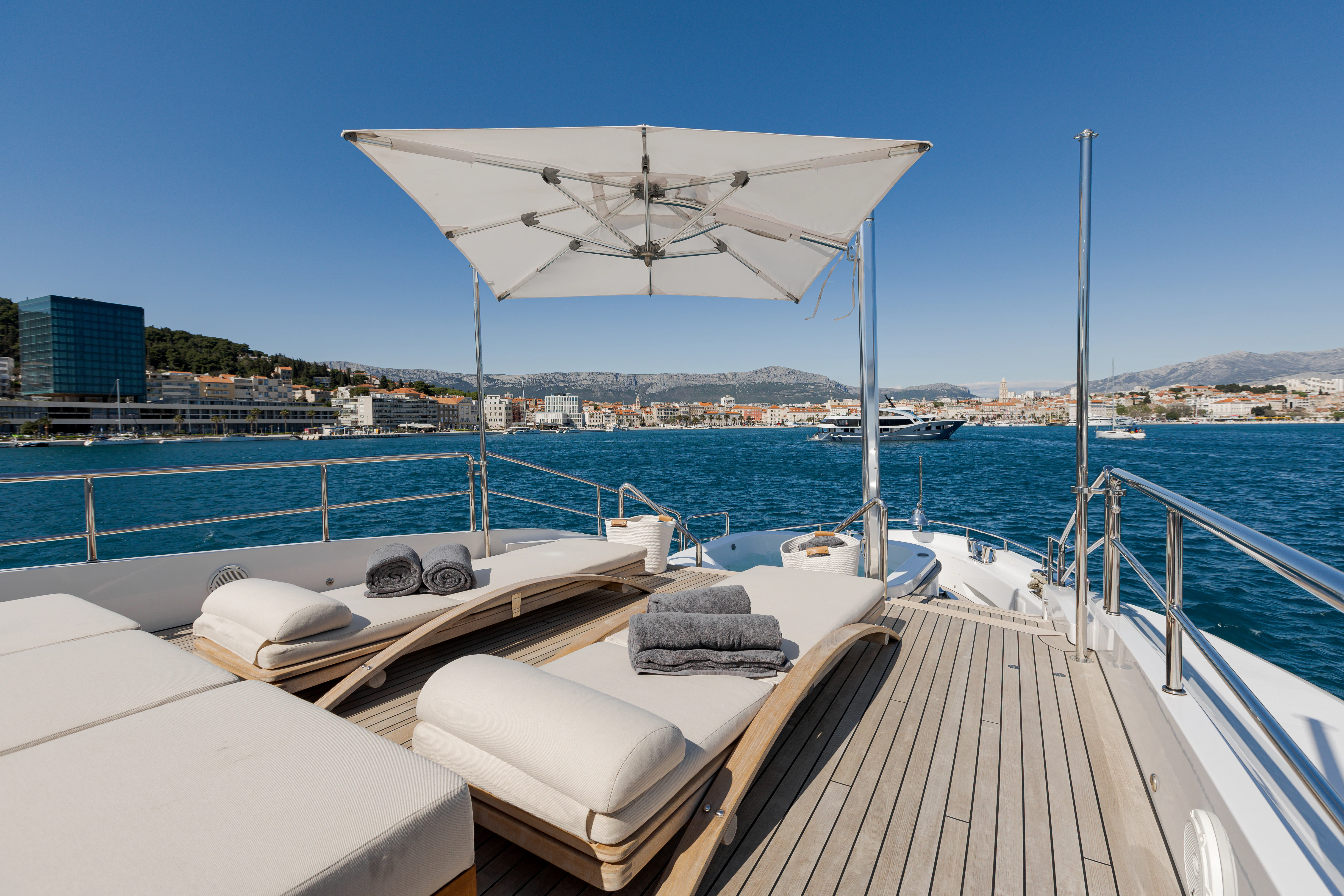 a boat on the water aboard BELLA VITA Yacht for Charter