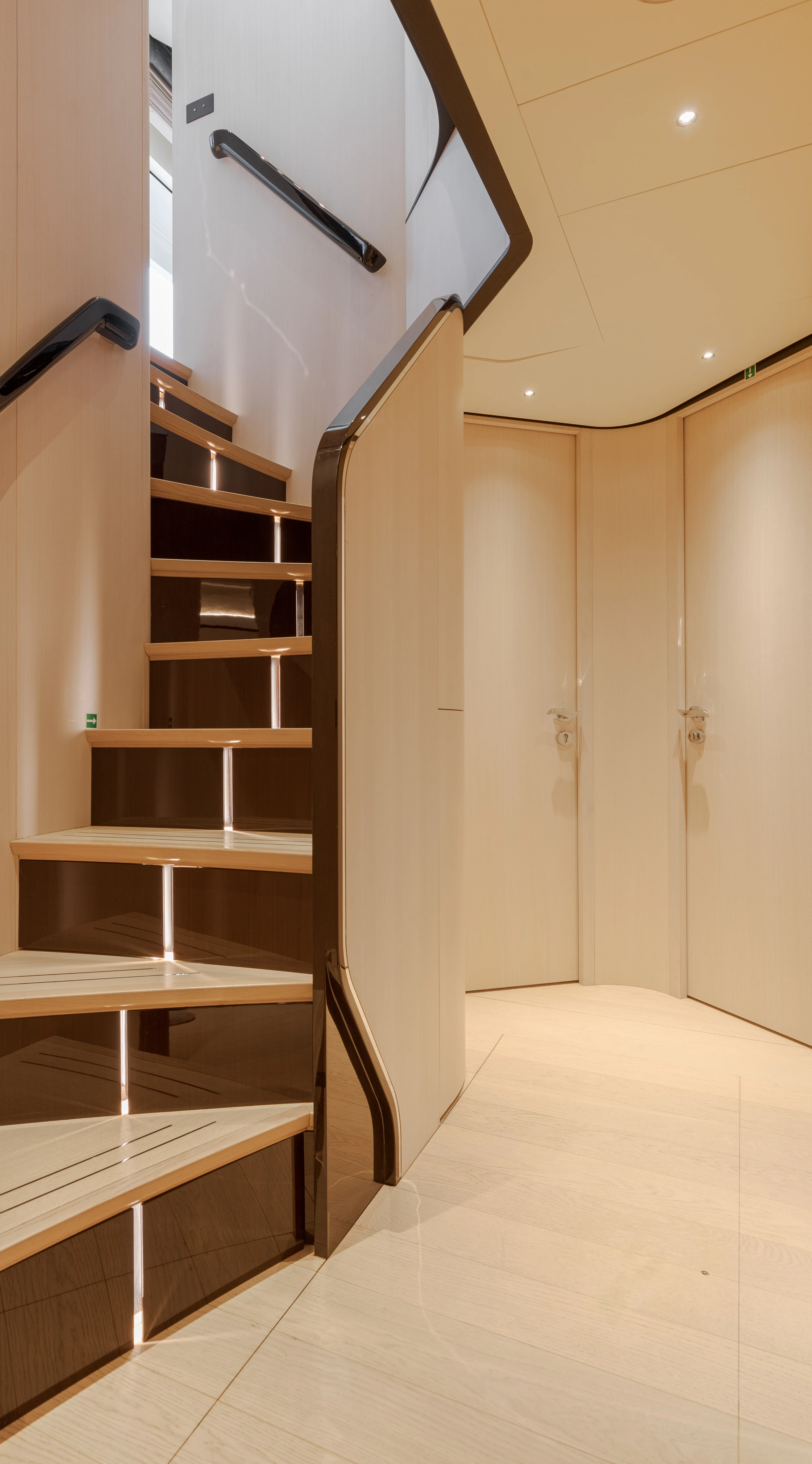 a room with a shelf and a bookcase aboard BELLA VITA Yacht for Charter