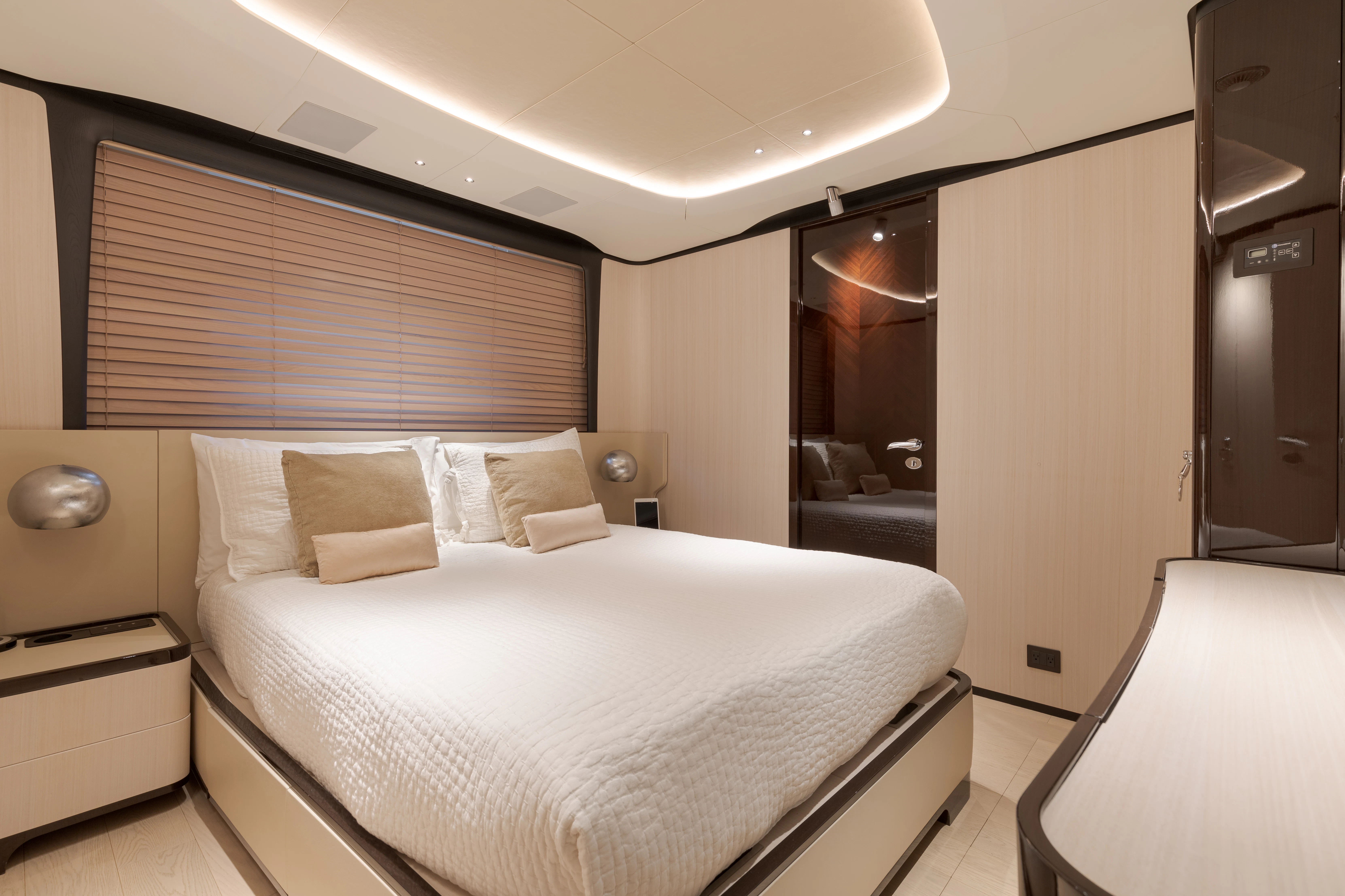 a hotel room with a bed aboard BELLA VITA Yacht for Charter