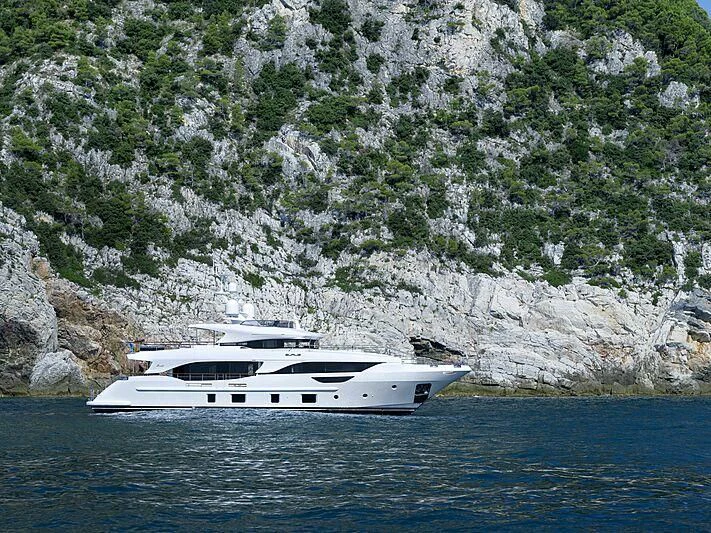 a boat in the water aboard BELLA VITA Yacht for Charter