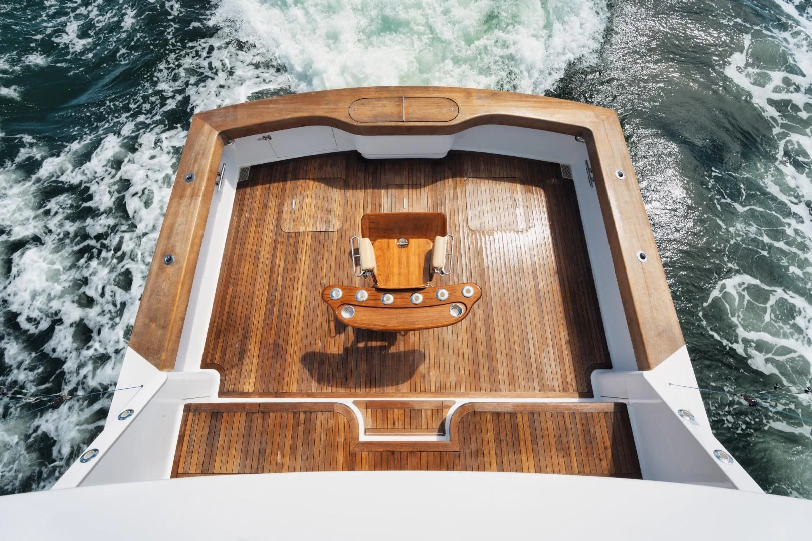 a wooden object on a surface aboard PAST TIME Yacht for Sale