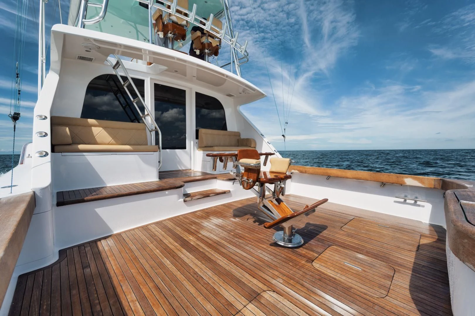a boat on a deck aboard PAST TIME Yacht for Sale