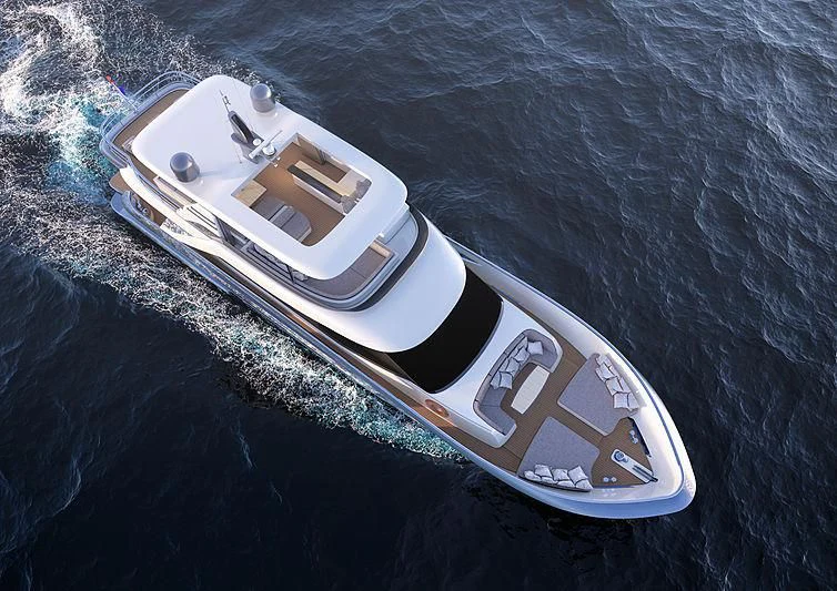 a white car on a road aboard DUTCH FALCON Yacht for Sale