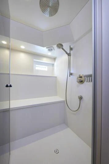 a shower with a glass door aboard DUTCH FALCON Yacht for Sale