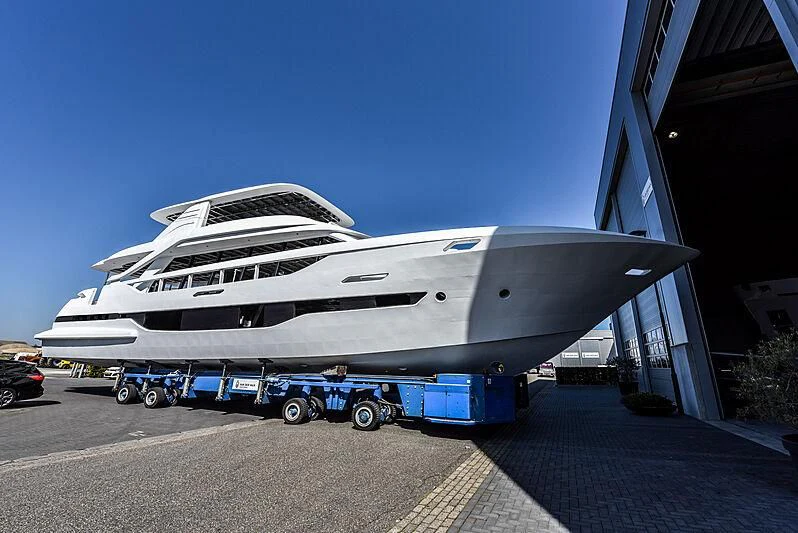 a large white airplane aboard DUTCH FALCON Yacht for Sale