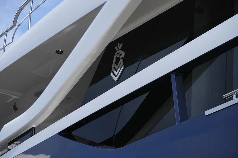 a close-up of a white sign aboard DUTCH FALCON Yacht for Sale