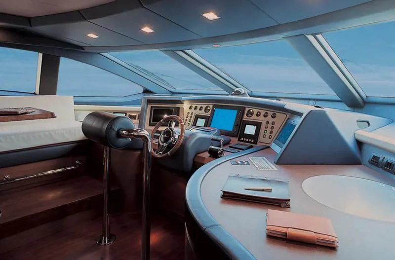 a cockpit of an airplane aboard INSIEME Yacht for Sale