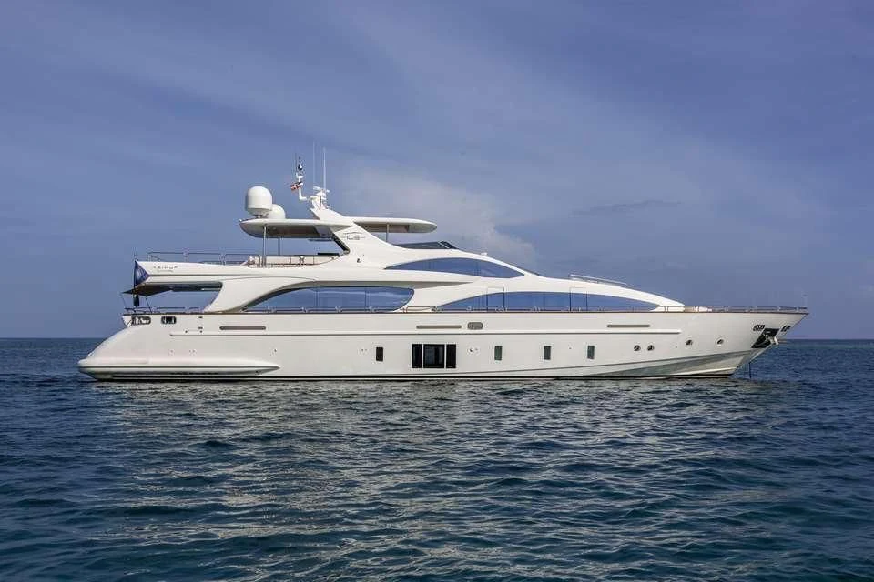 a white yacht in the water aboard INSIEME Yacht for Sale