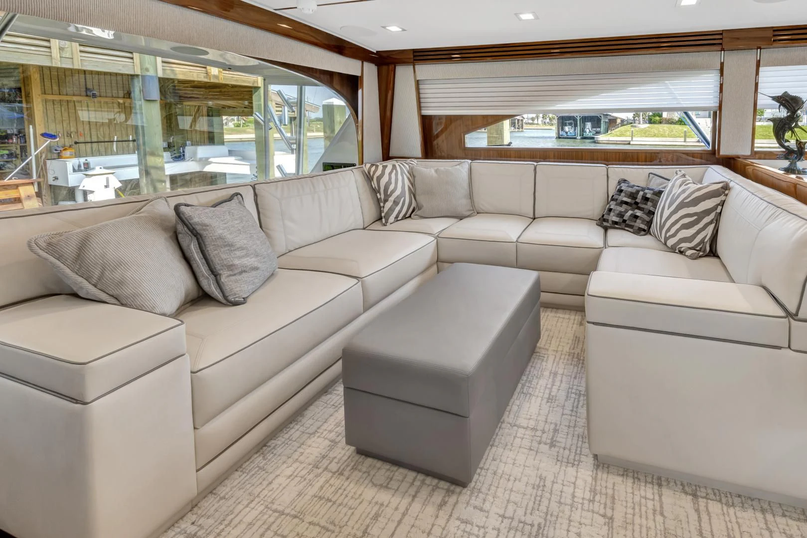 a couch in a room aboard POZO SECO Yacht for Sale