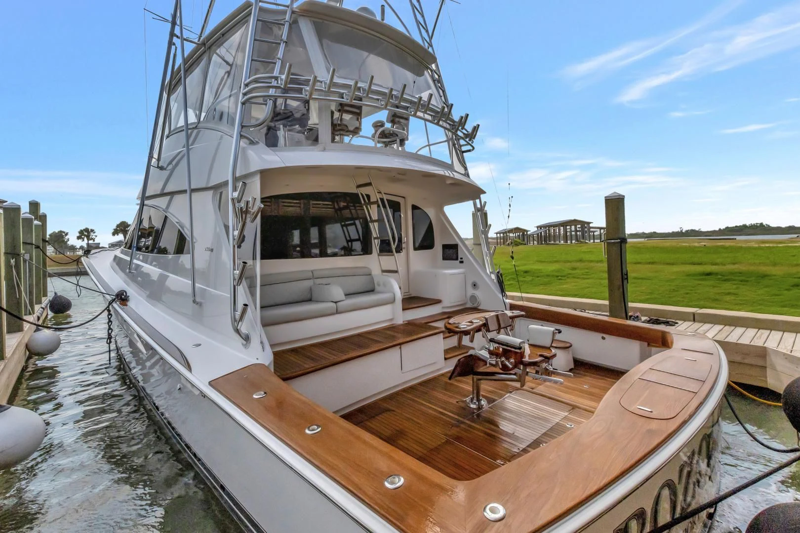 a boat docked at a pier aboard POZO SECO Yacht for Sale