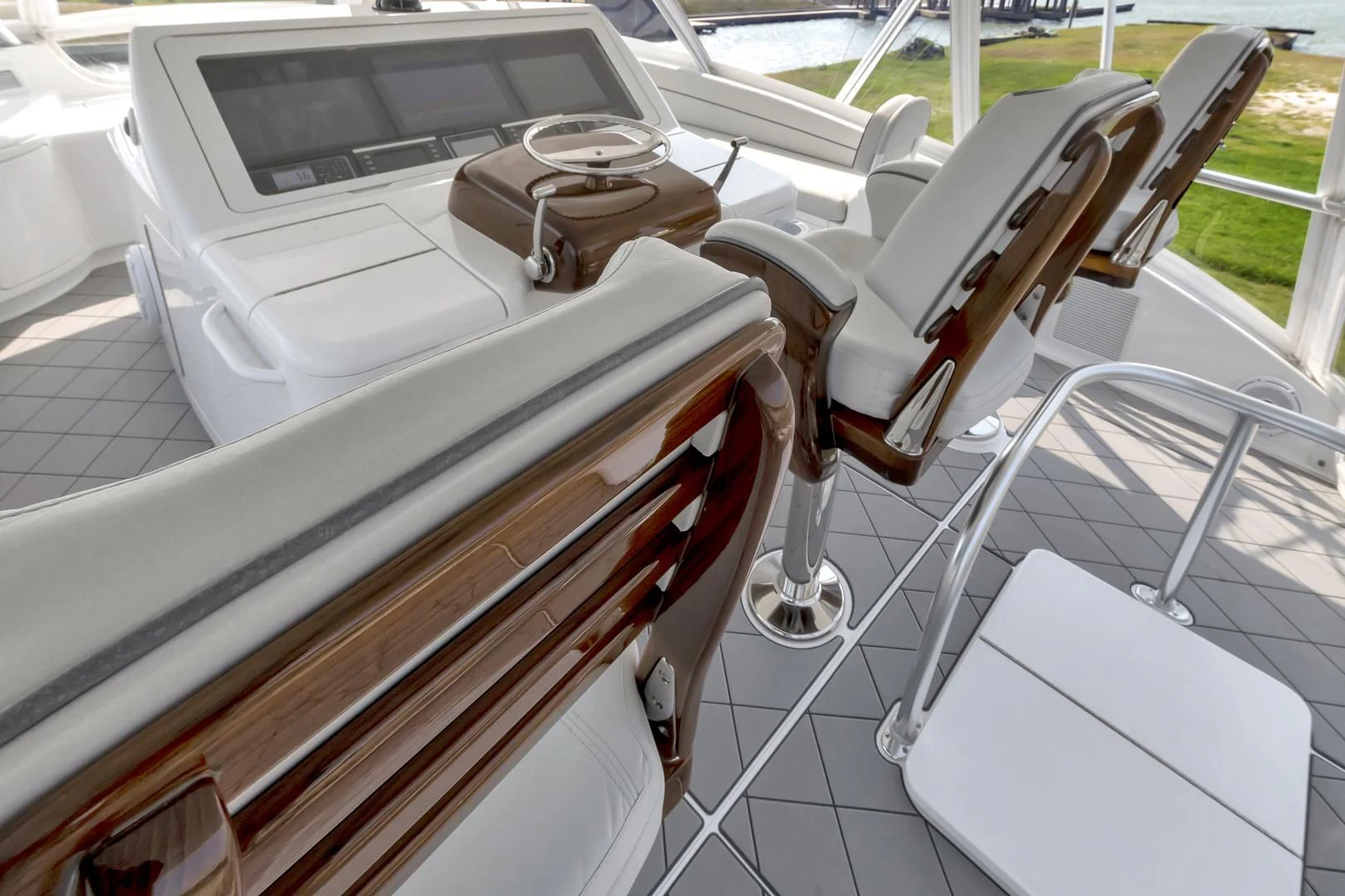 a white convertible car aboard POZO SECO Yacht for Sale