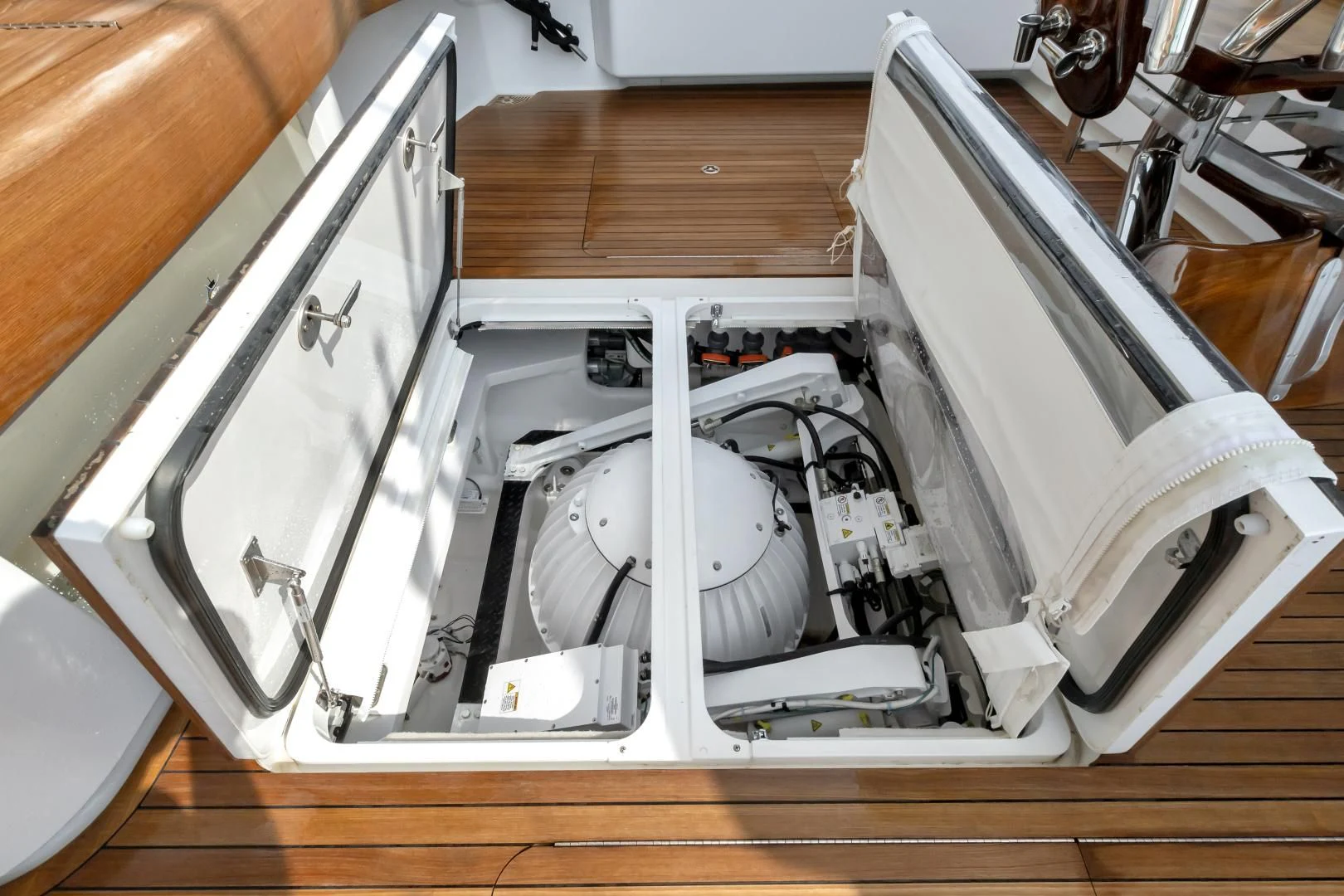 a white machine with a white circle aboard POZO SECO Yacht for Sale