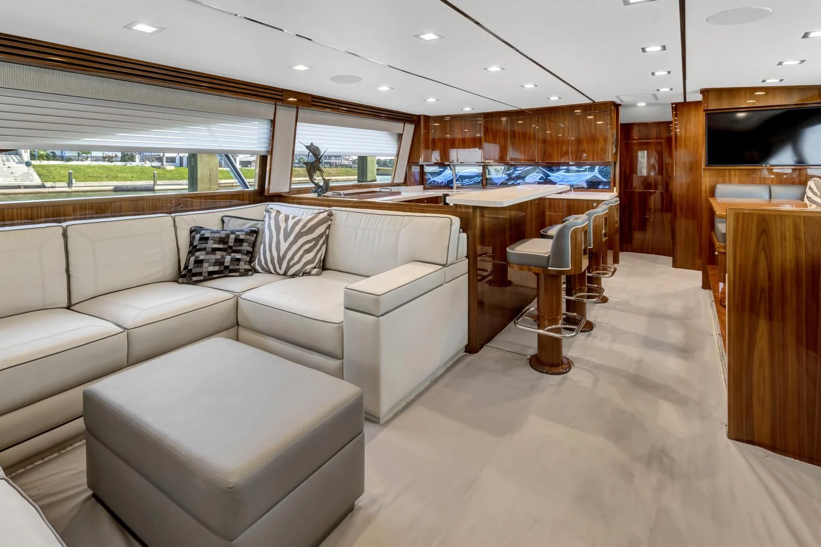 a living room with a couch and a table aboard POZO SECO Yacht for Sale