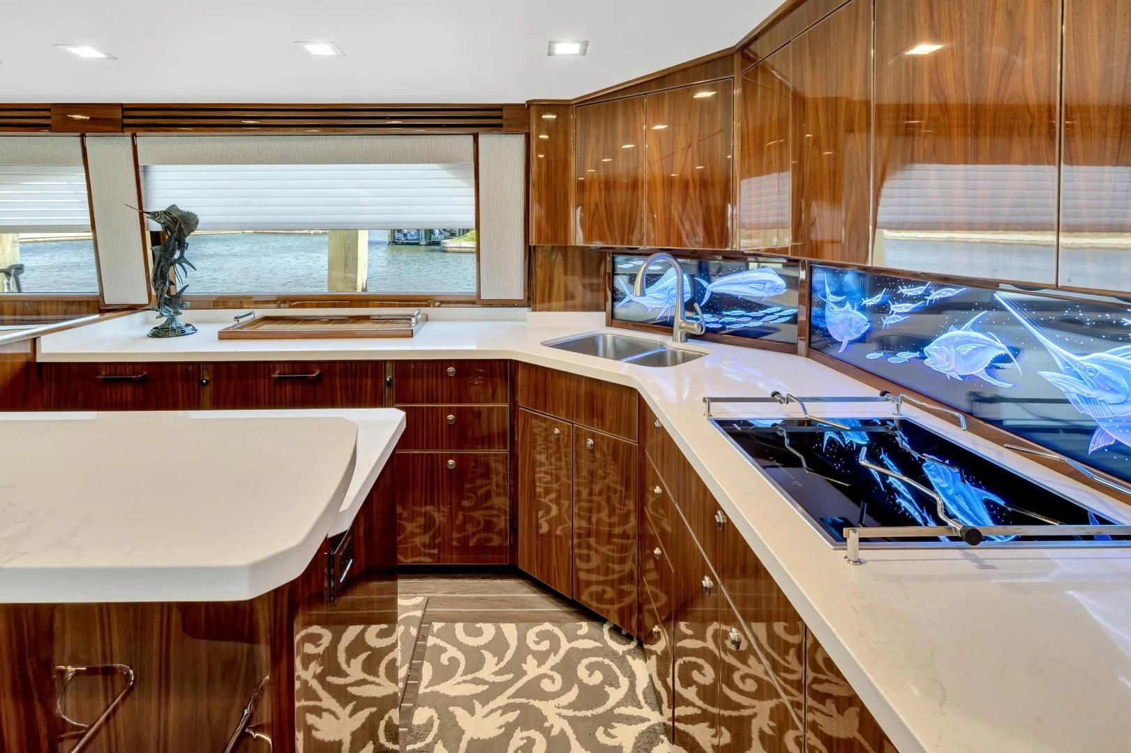a kitchen with a large sink aboard POZO SECO Yacht for Sale