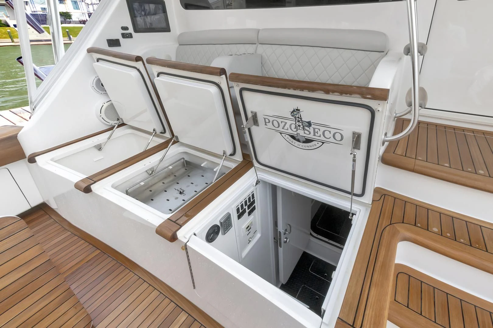a white machine with a wooden surface aboard POZO SECO Yacht for Sale