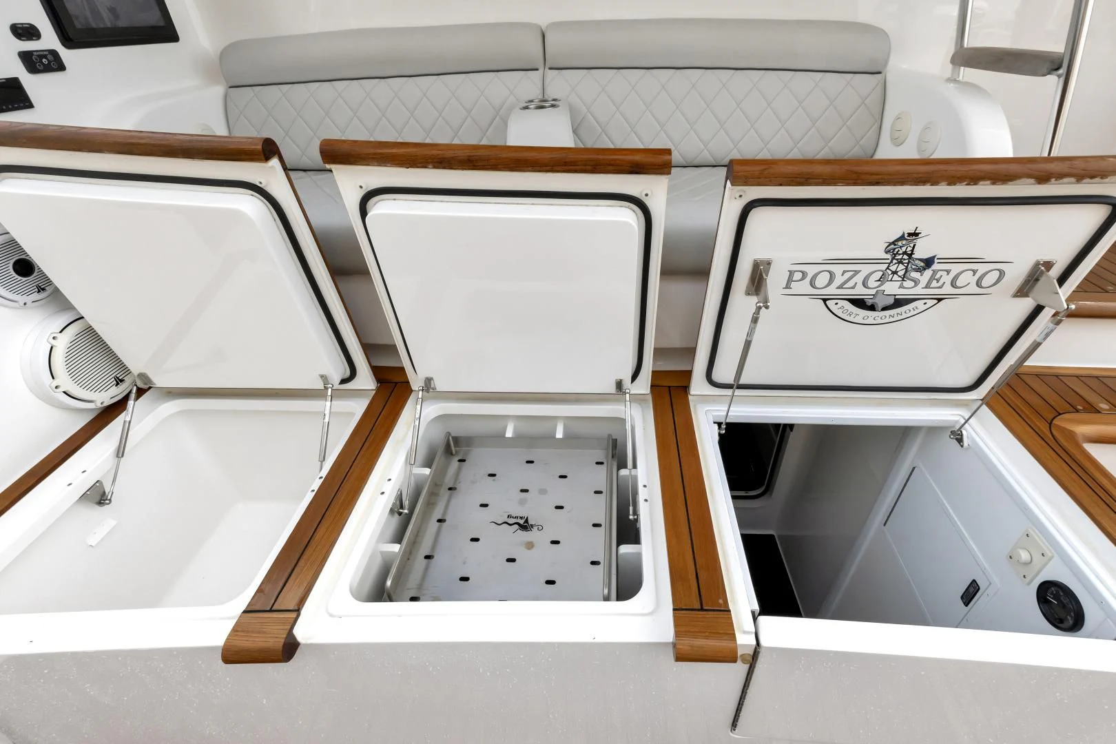 a white machine with a wooden handle aboard POZO SECO Yacht for Sale
