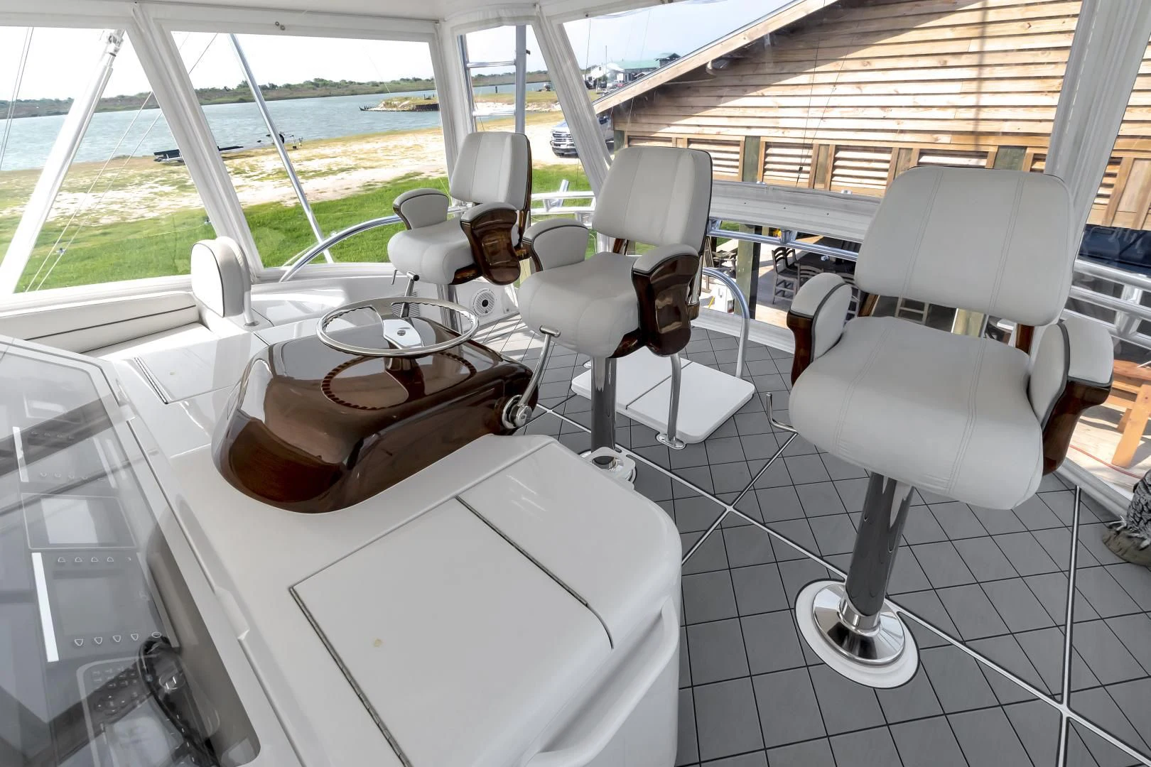 a couple of chairs in a room aboard POZO SECO Yacht for Sale