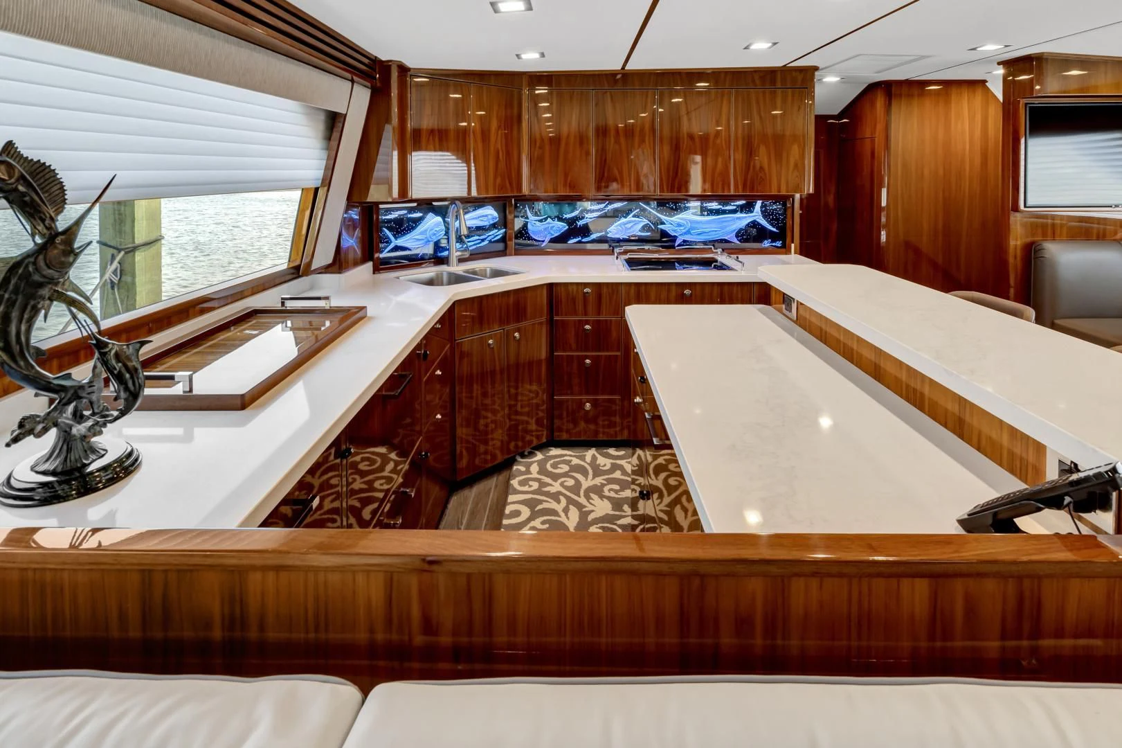 a room with a bed and a desk aboard POZO SECO Yacht for Sale