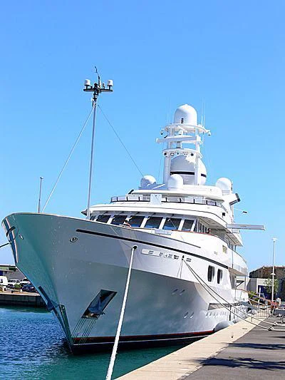 a large white boat aboard ATHINA III Yacht for Sale