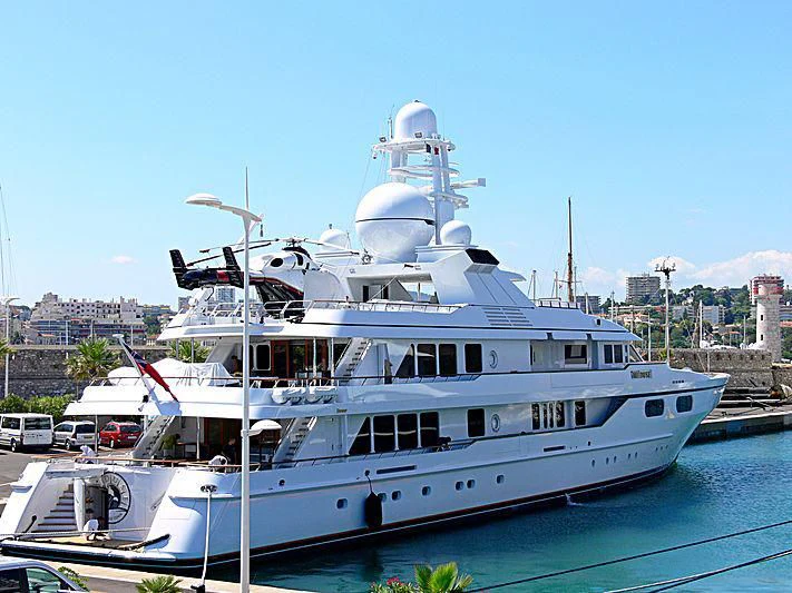 a large white boat aboard ATHINA III Yacht for Sale