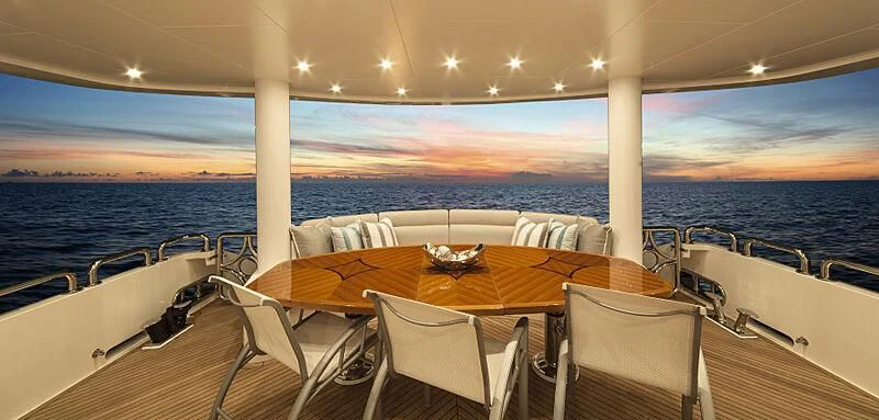 a table on a boat aboard PINGUINITO Yacht for Sale
