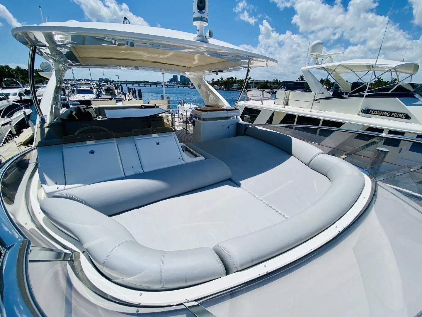 a boat docked at a pier aboard SOMEWHERE I BELONG Yacht for Sale