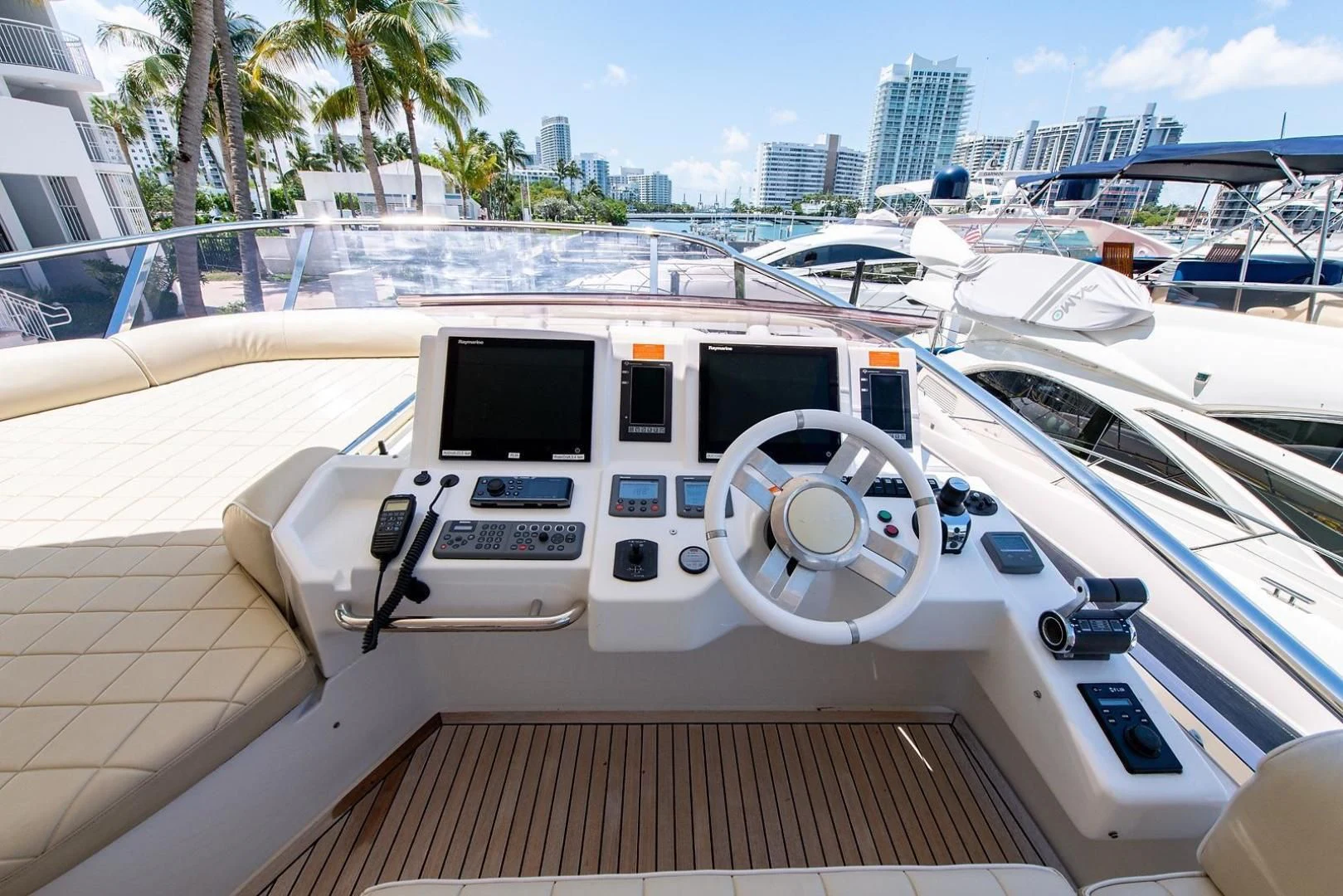a white car on a boat aboard SOMEWHERE I BELONG Yacht for Sale