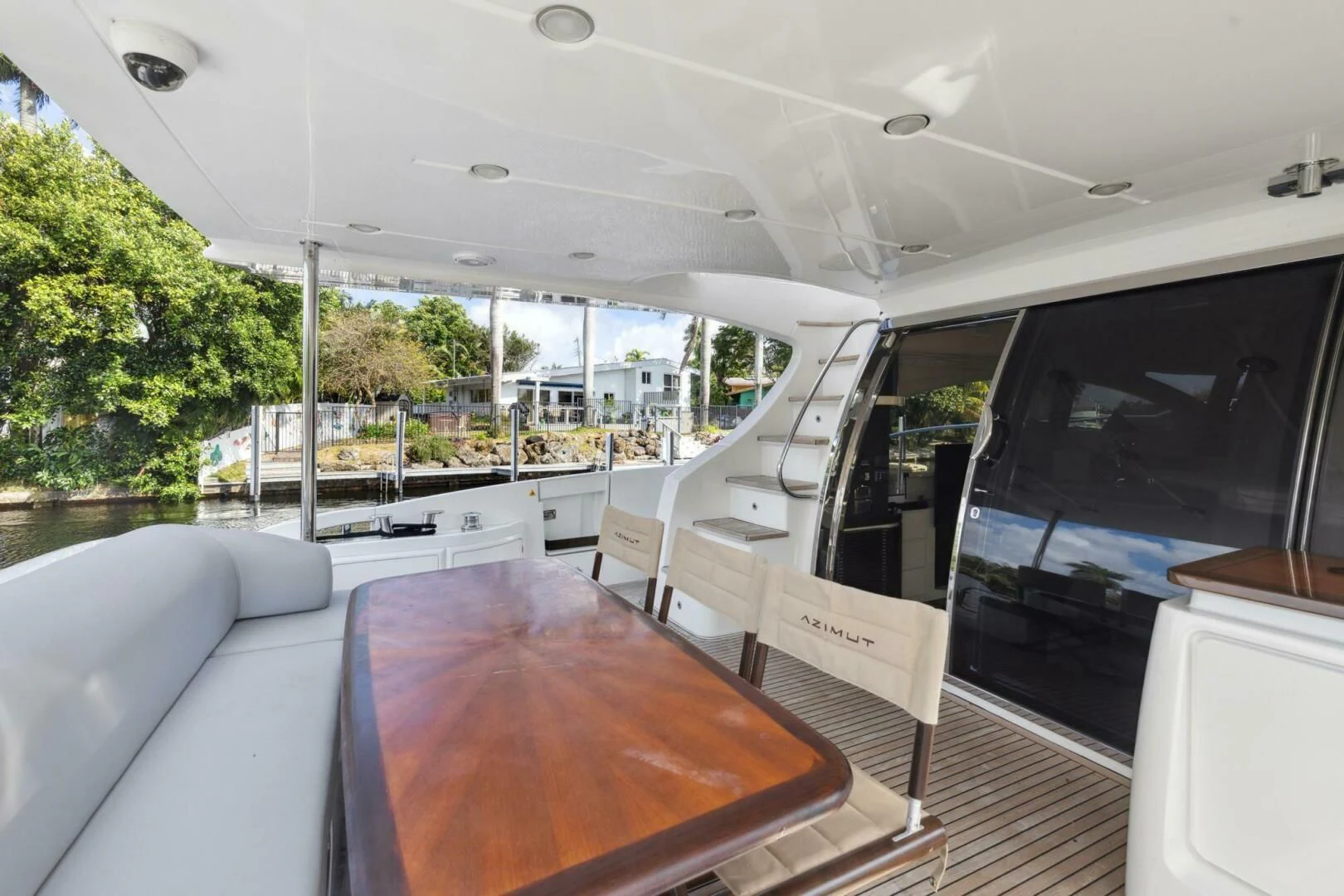 a table on a boat aboard SOMEWHERE I BELONG Yacht for Sale
