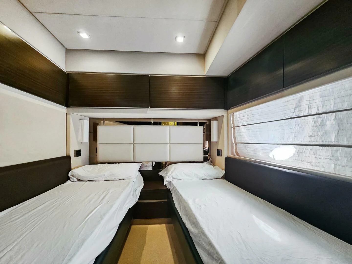 a room with two beds aboard SOMEWHERE I BELONG Yacht for Sale