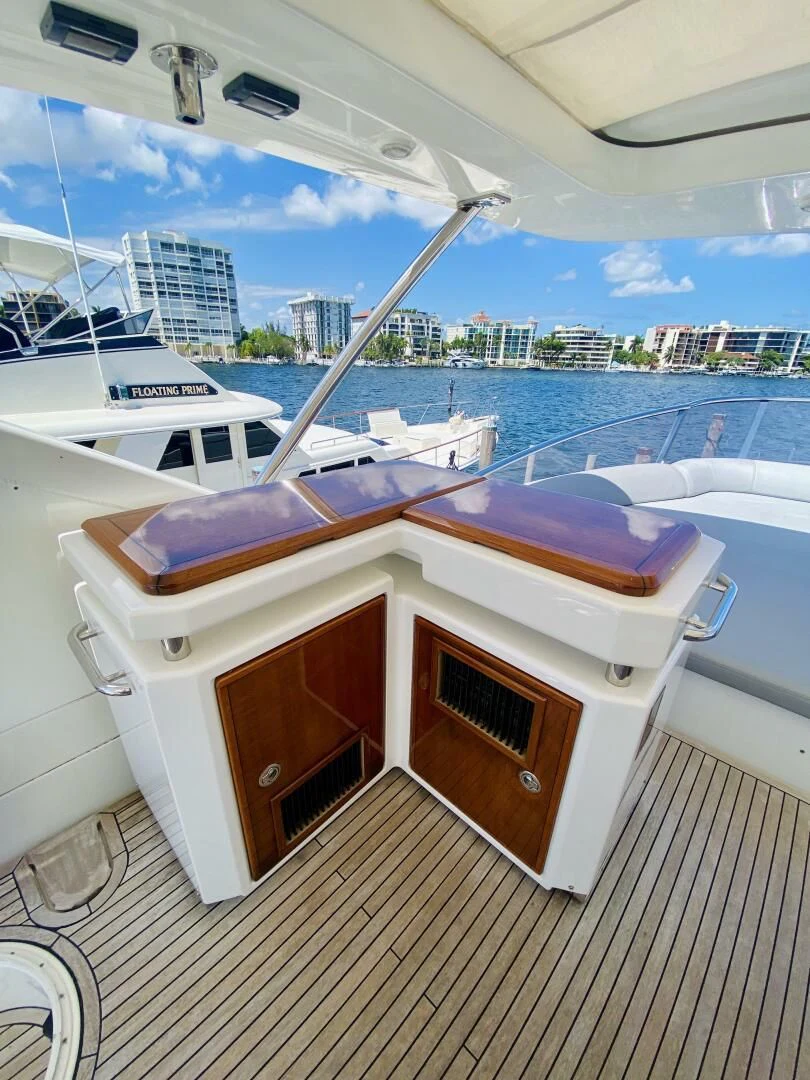 a boat on a deck aboard SOMEWHERE I BELONG Yacht for Sale