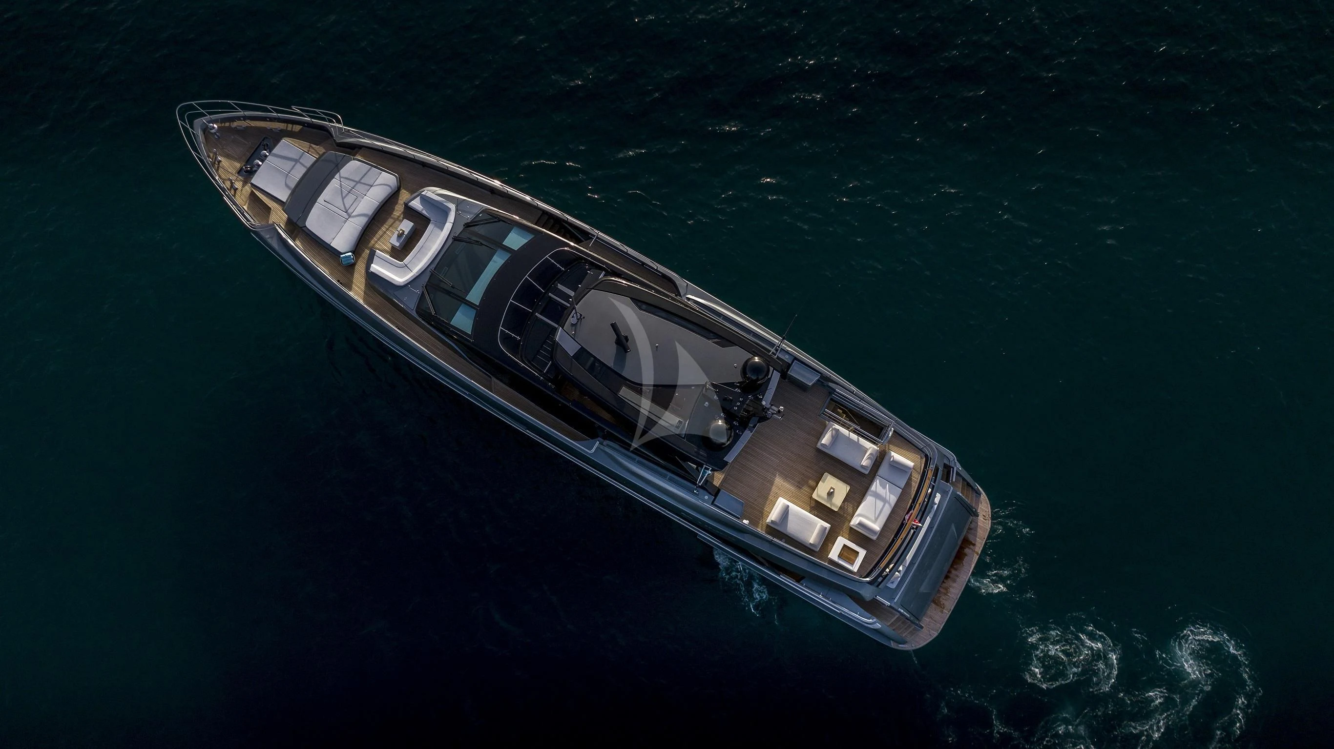 a high angle view of a boat aboard FIGURATI Yacht for Sale