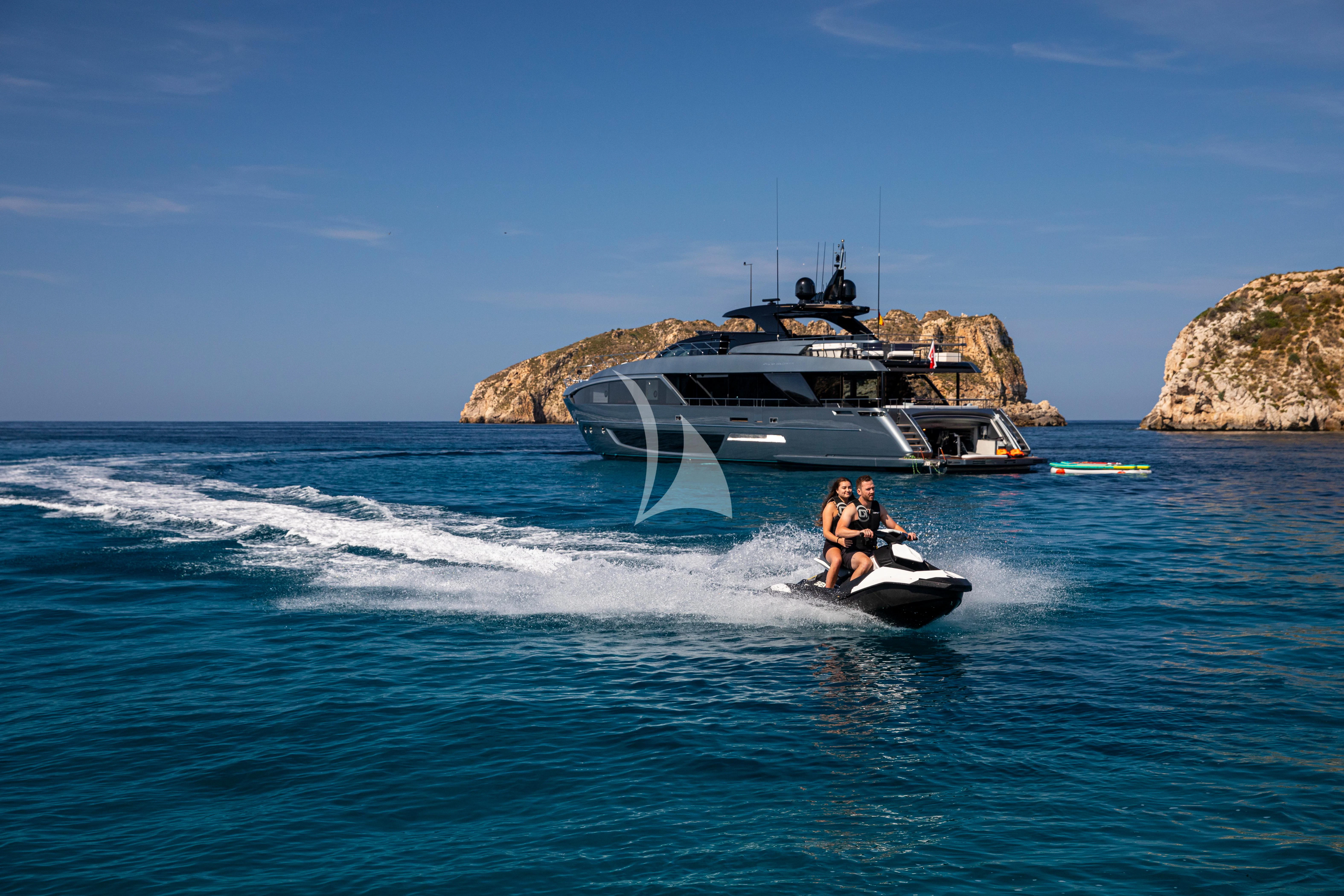 a boat with people on it aboard FIGURATI Yacht for Sale