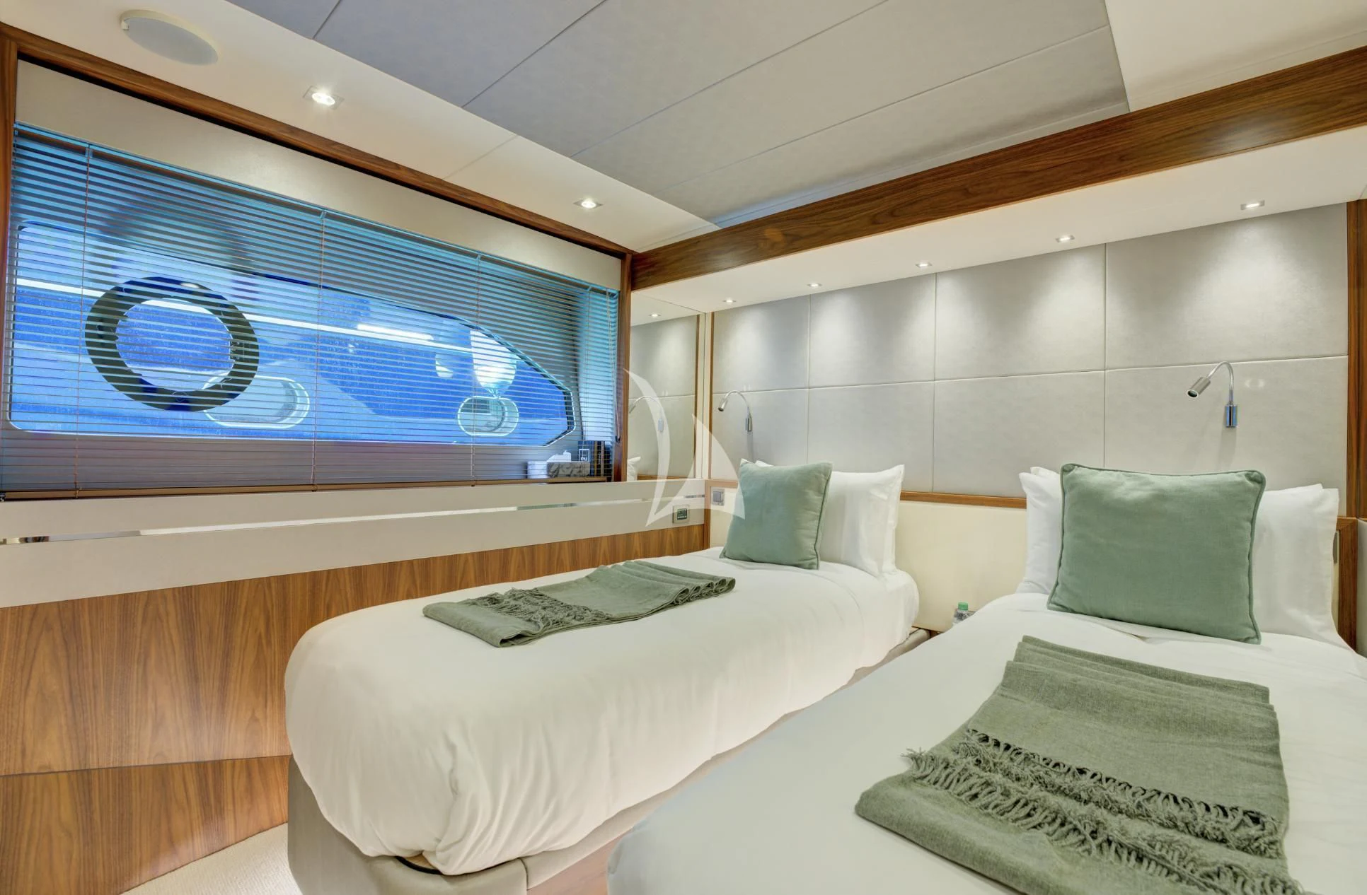 a room with two beds aboard MIKEL ANGELO Yacht for Charter