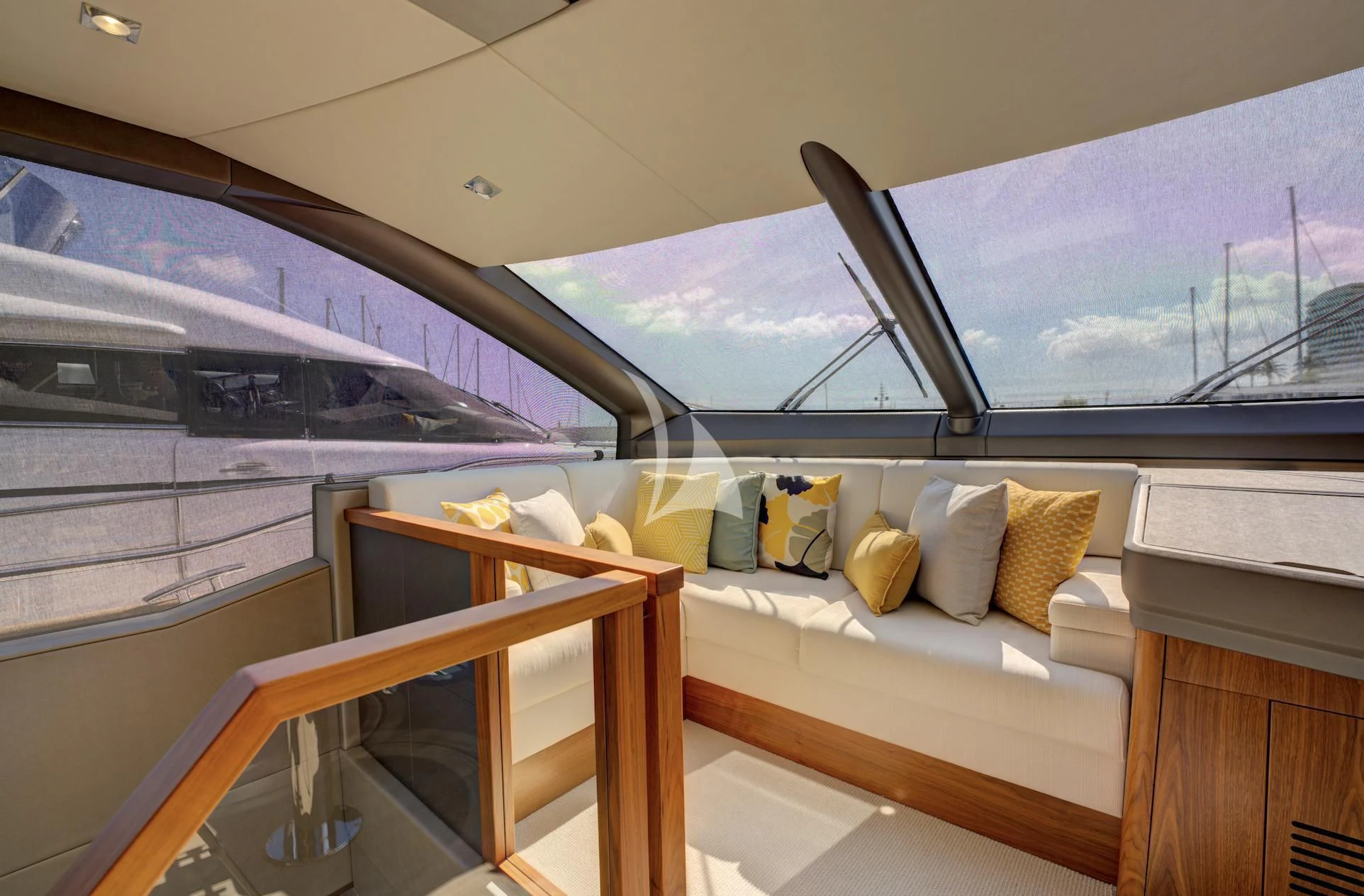 a boat with pillows on a deck aboard MIKEL ANGELO Yacht for Charter